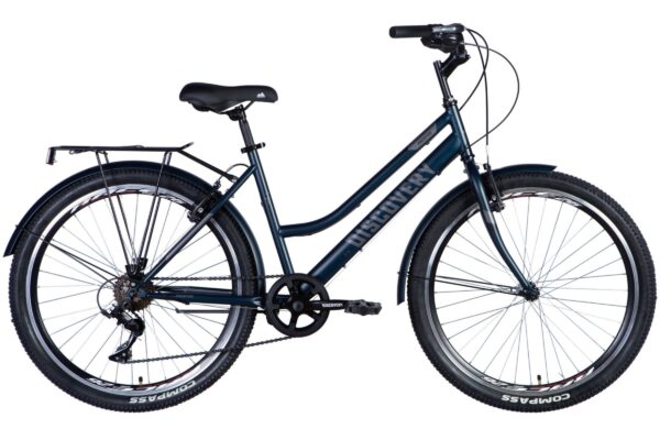 Crni bicikl s metalnim okvirom i prtljažnikom.