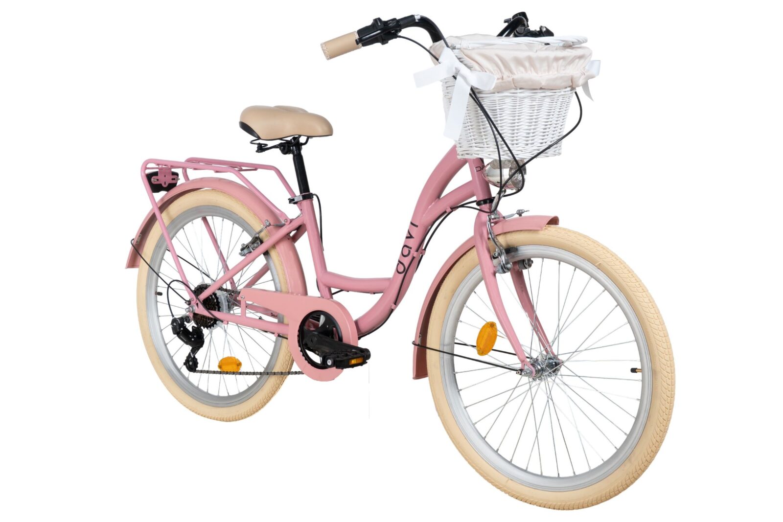 dječji bicikl davi amelia 24", 130 165 cm, 7 brzina, ružičasta/kremasta