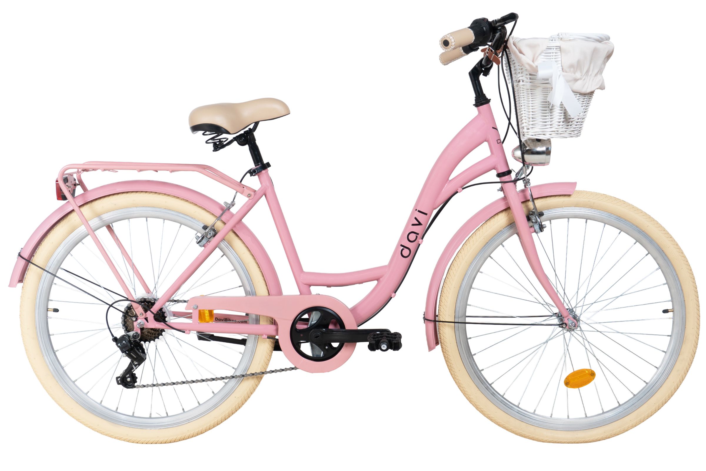 Gradski bicikl Davi Emma 26", 155-180 cm, 7 brzina, Ružičasta/Kremasto