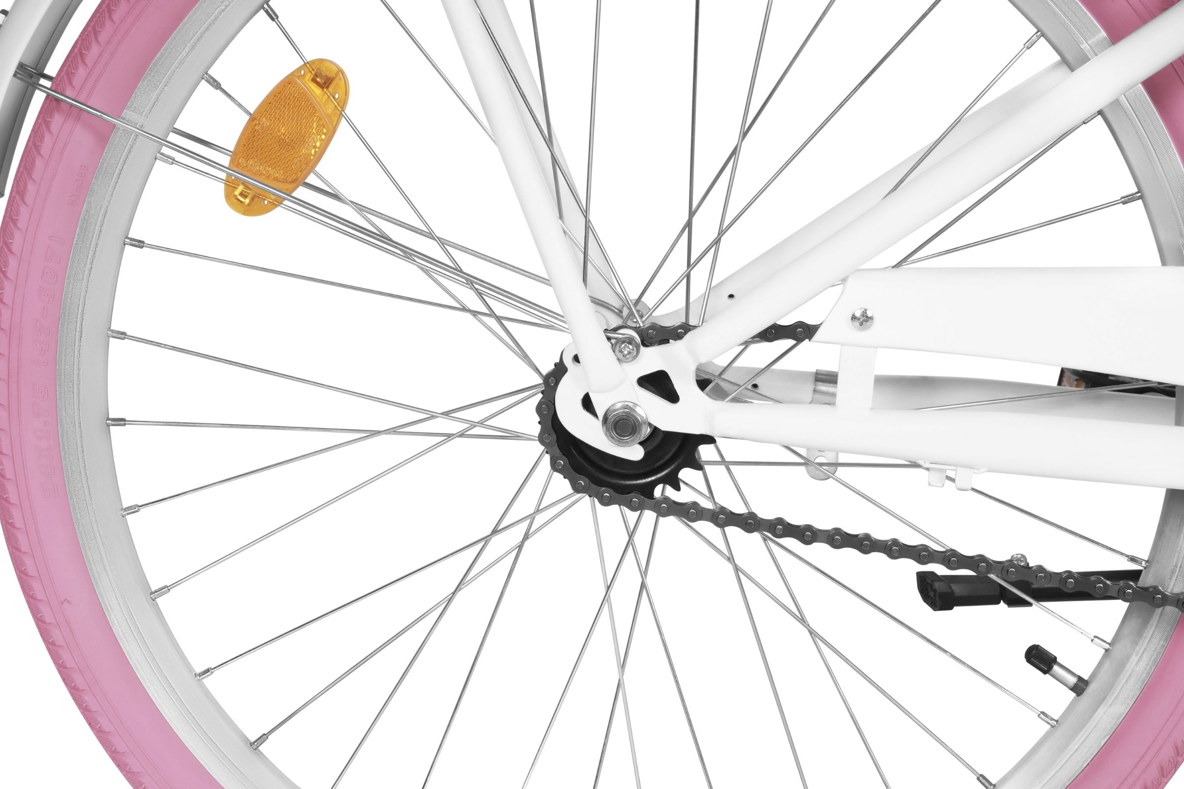 Dječji bicikl Davi Amelia 24", 130-165 cm, 1 brzina, Bijela/Ružičasta - Slika 9