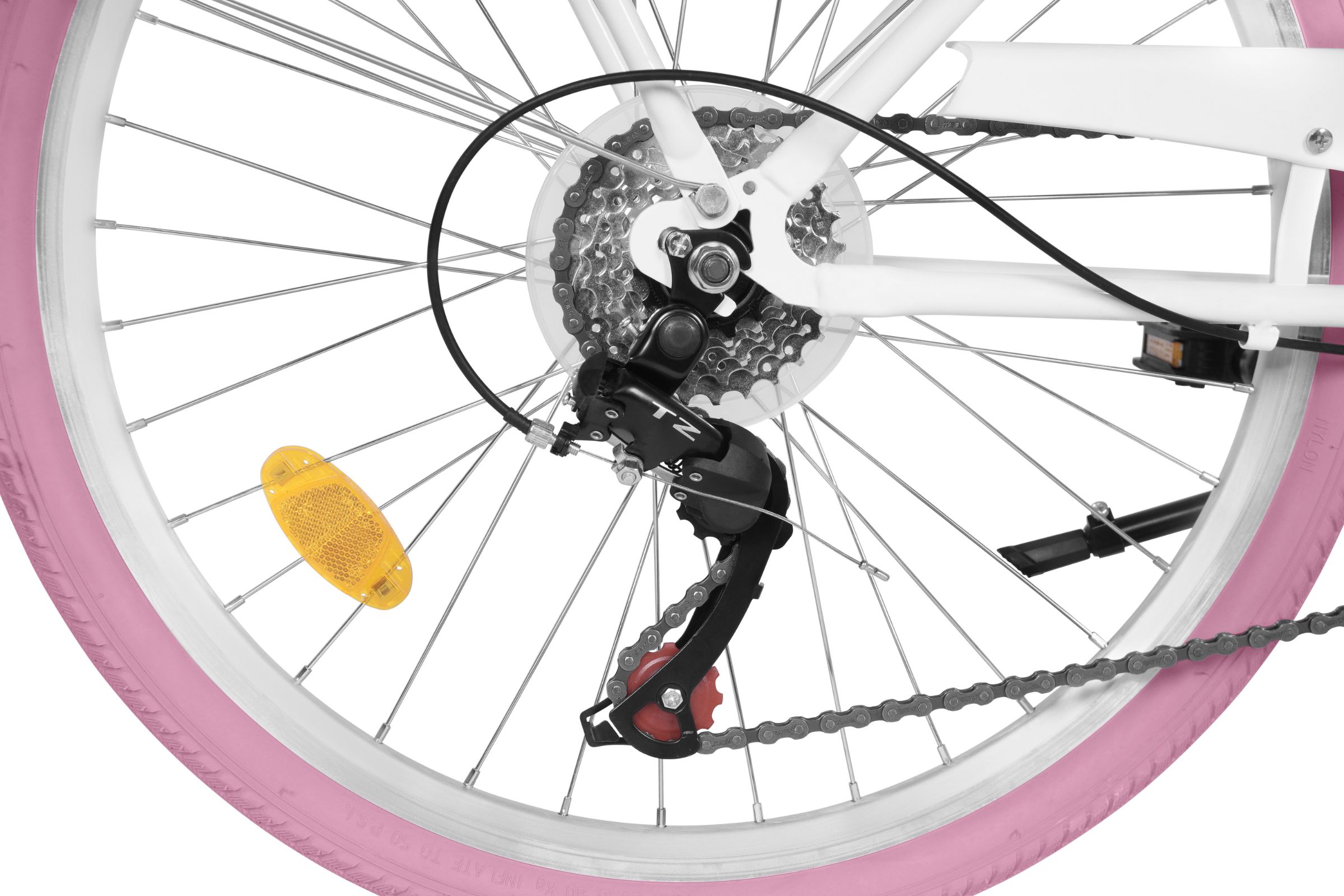 Dječji bicikl Davi Amelia 24", 130-165 cm, 7 brzina, Bijela/Ružičasta - Slika 9