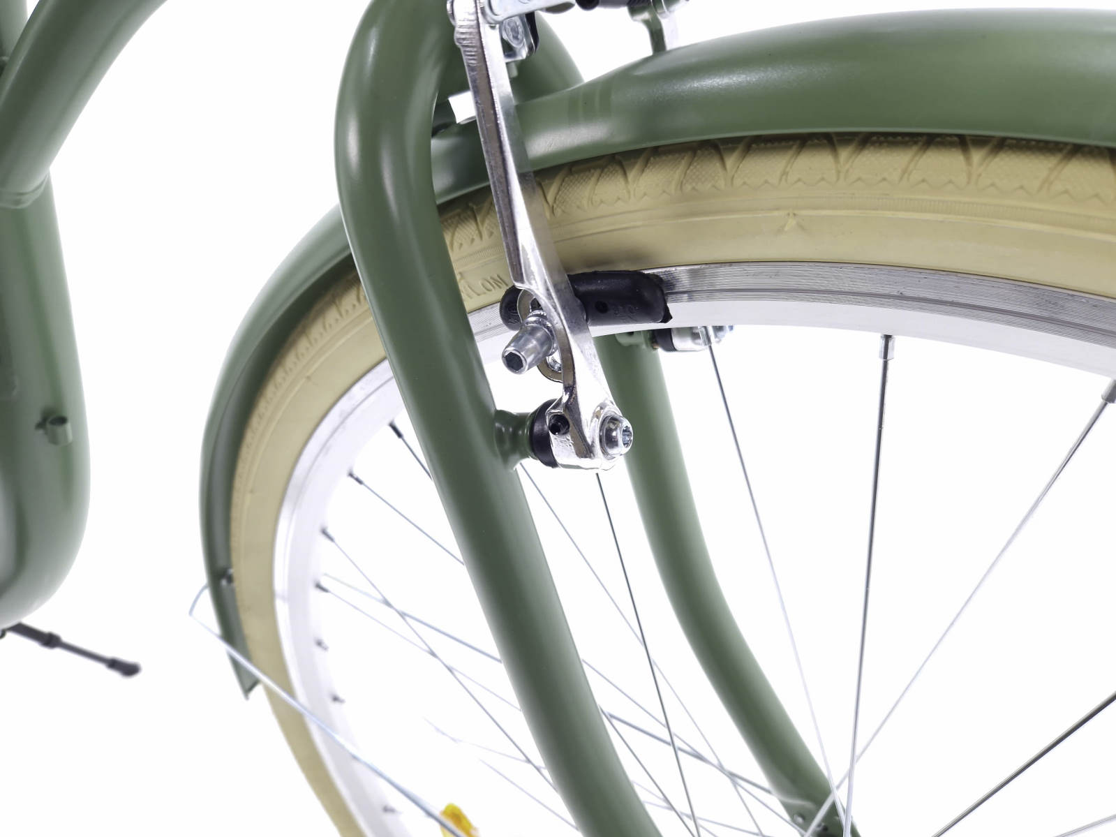 Bliski prikaz kotača zelenog bicikla