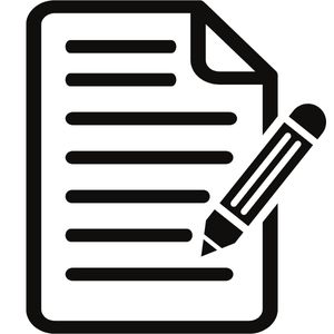 Ikona dokumenta i olovke crno-bijela