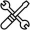 Križni odvijač i ključ, simbol alata