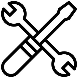 Križni odvijač i ključ, simbol alata