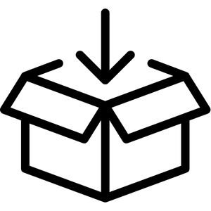 Ikona kutije s strelicom koja pokazuje dolje