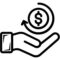 Simbol povrata novca s rukom i dolarom