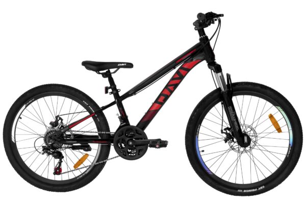 dječji bicikl davi terrano 24", 130 160 cm, 21 brzina, crna/crvena