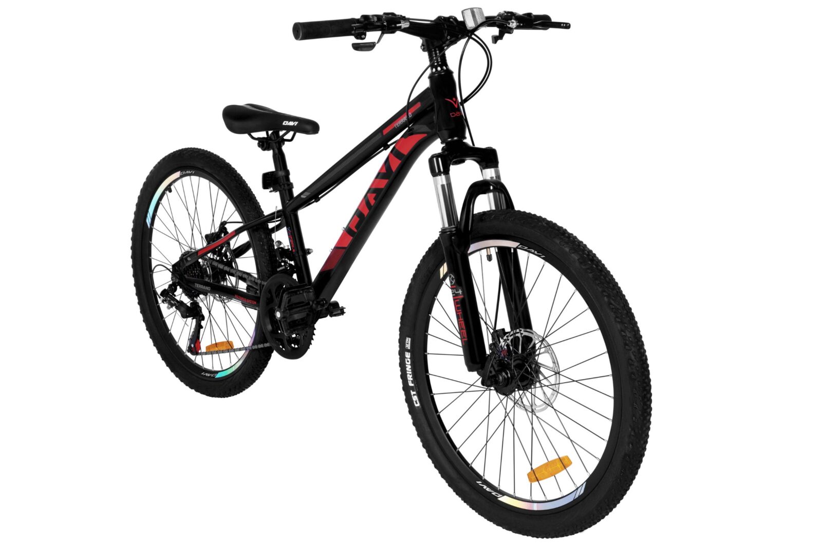 dječji bicikl davi terrano 24", 130 160 cm, 21 brzina, crna/crvena