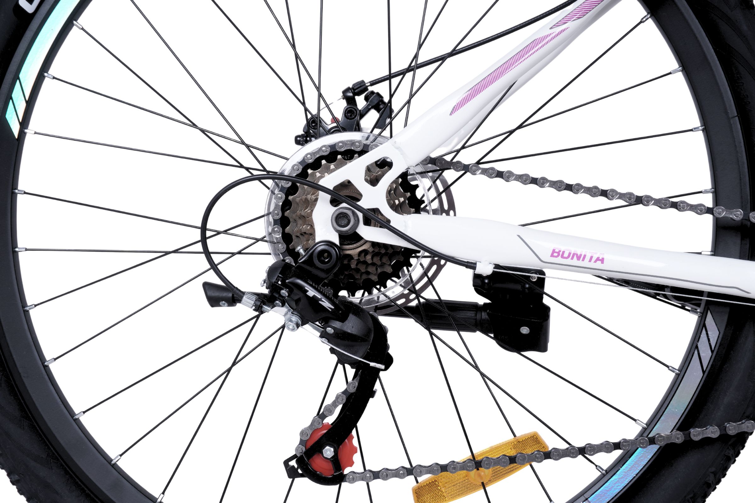 davi bonita mtb bicikl, 27,5", 160 185 cm, 21 brzina, bijela/ružičasta