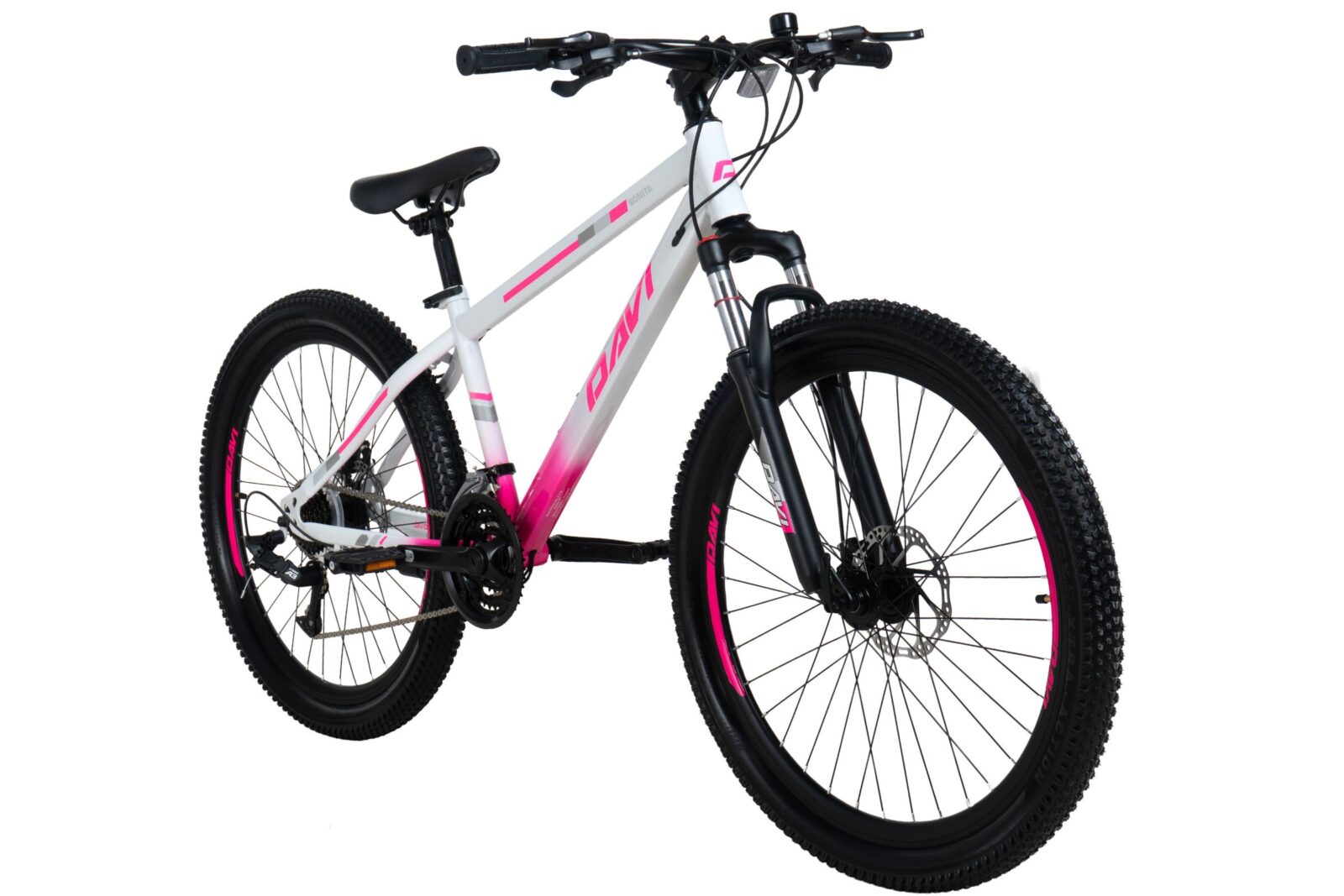 bicicleta mtb davi bonita 26", 145 170 cm, 21 viteze, roz/alb
