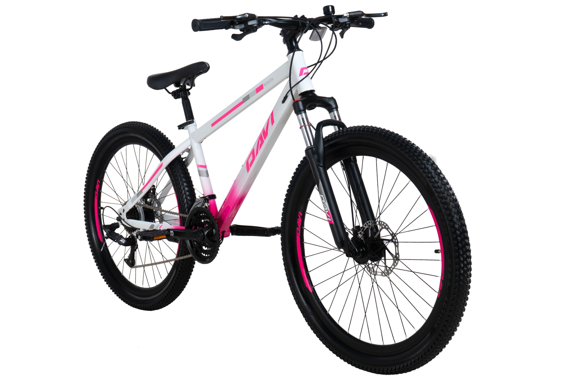 bicicleta mtb davi bonita 26", 145 170 cm, 21 viteze, roz/alb
