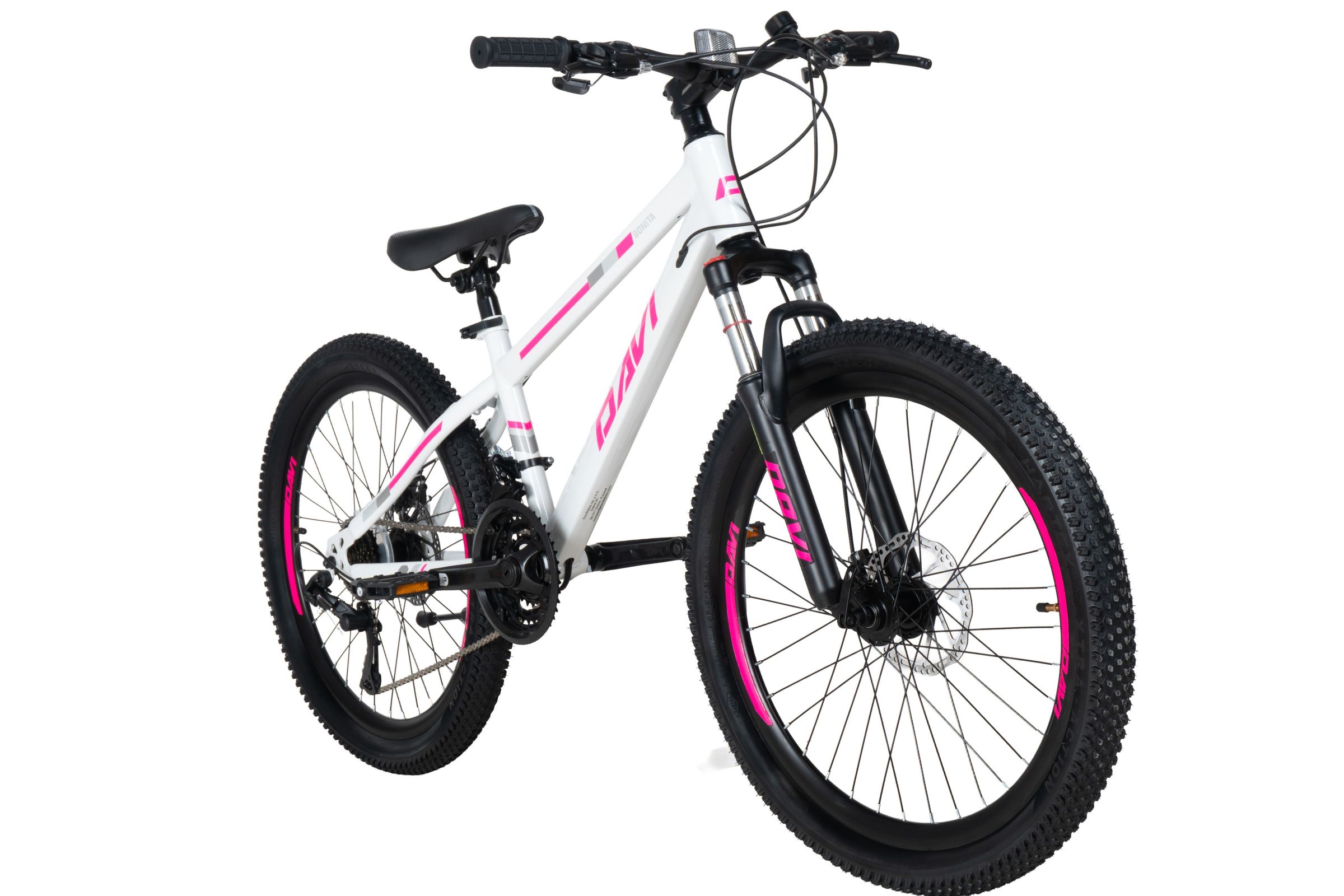 bicicleta copii davi bonita 24", 130 160 cm, 21 viteze, roz/alb
