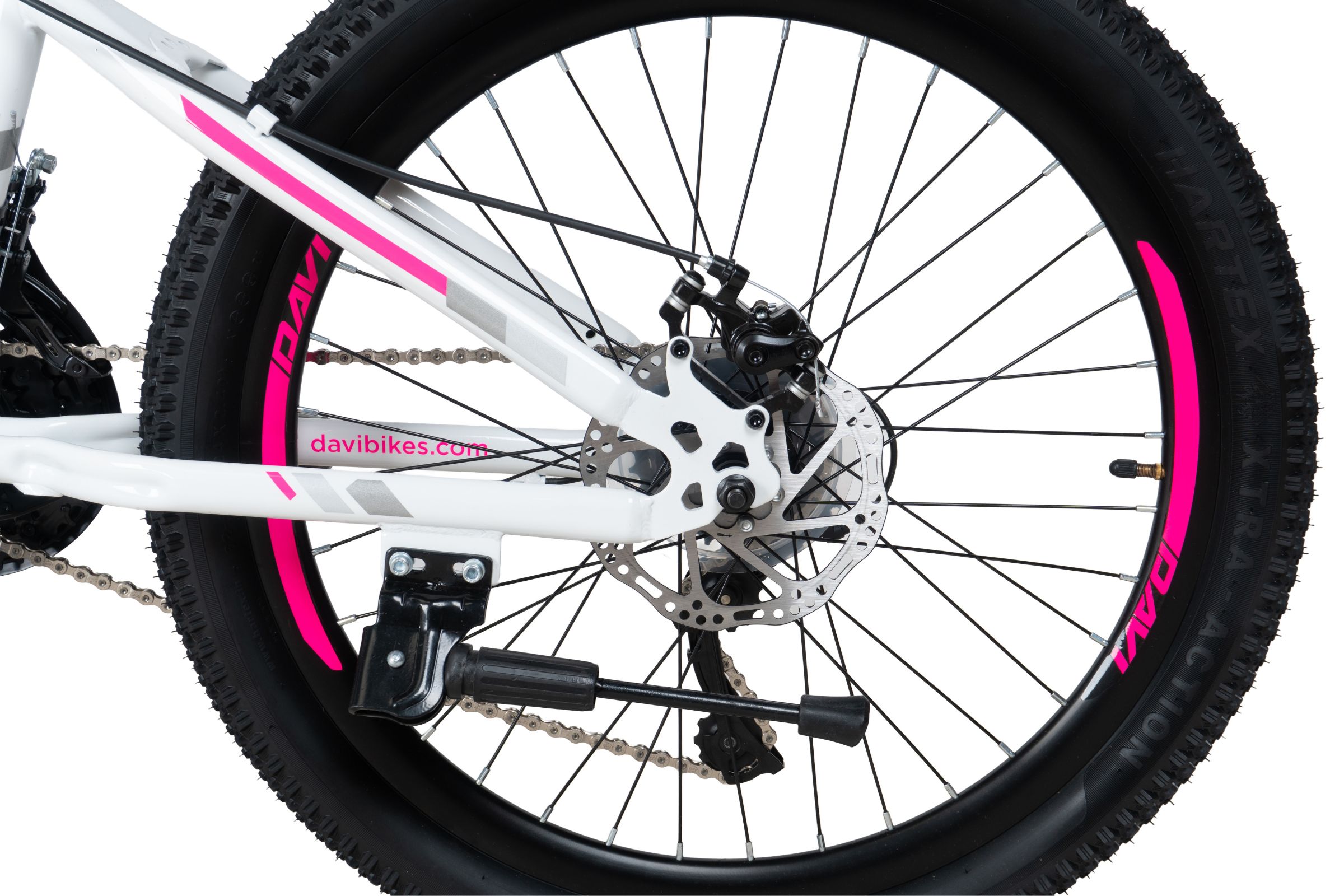 bicicleta copii davi bonita 24", 130 160 cm, 21 viteze, roz/alb
