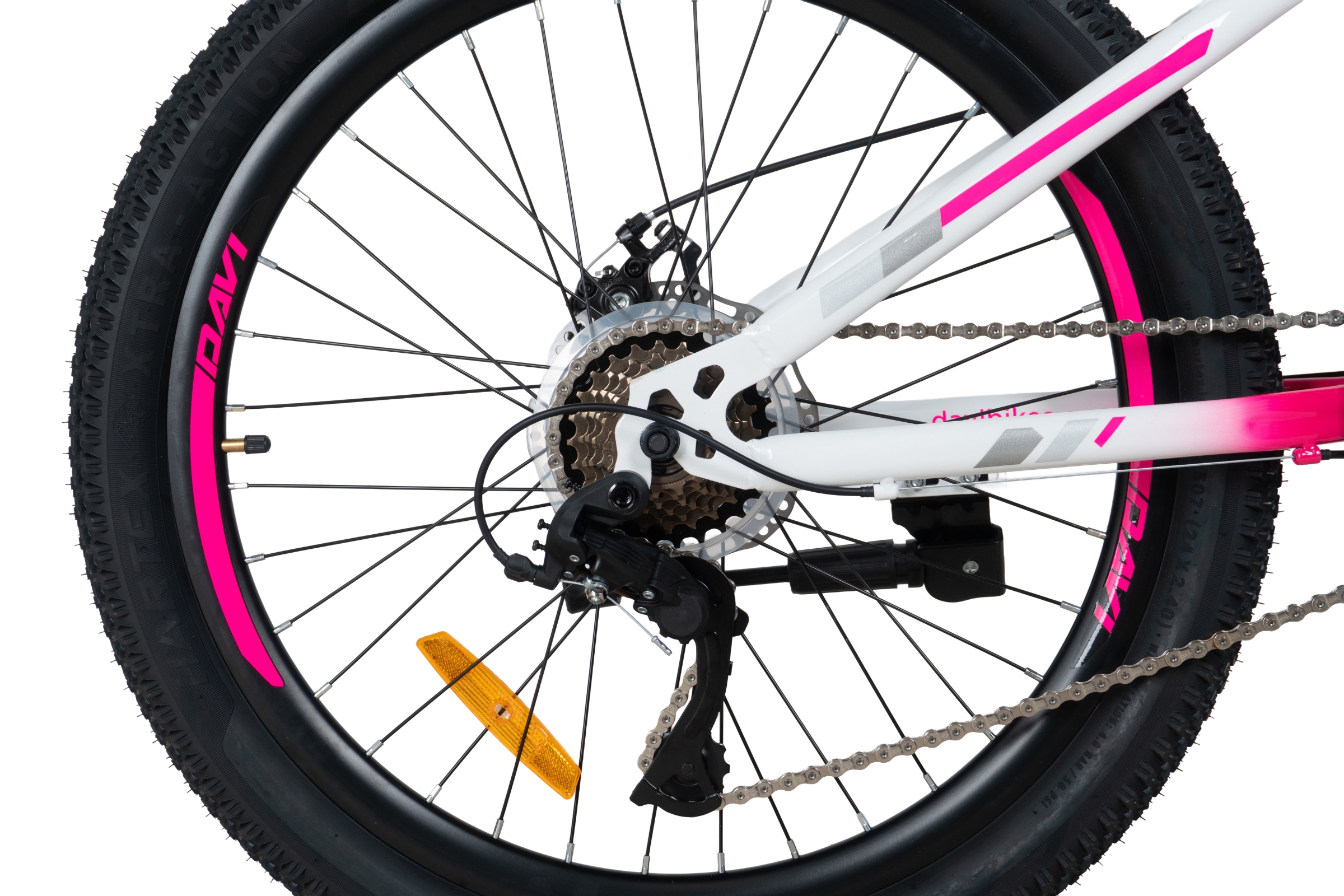 bicicleta copii davi bonita 24", 130 160 cm, 21 viteze, roz/alb (copy)