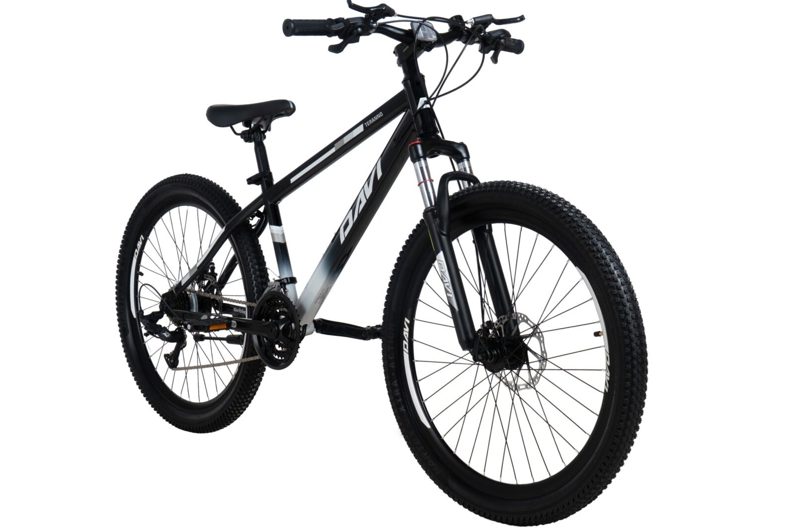 bicicleta mtb davi terrano 26", 145 170 cm, 21 viteze, negru/alb