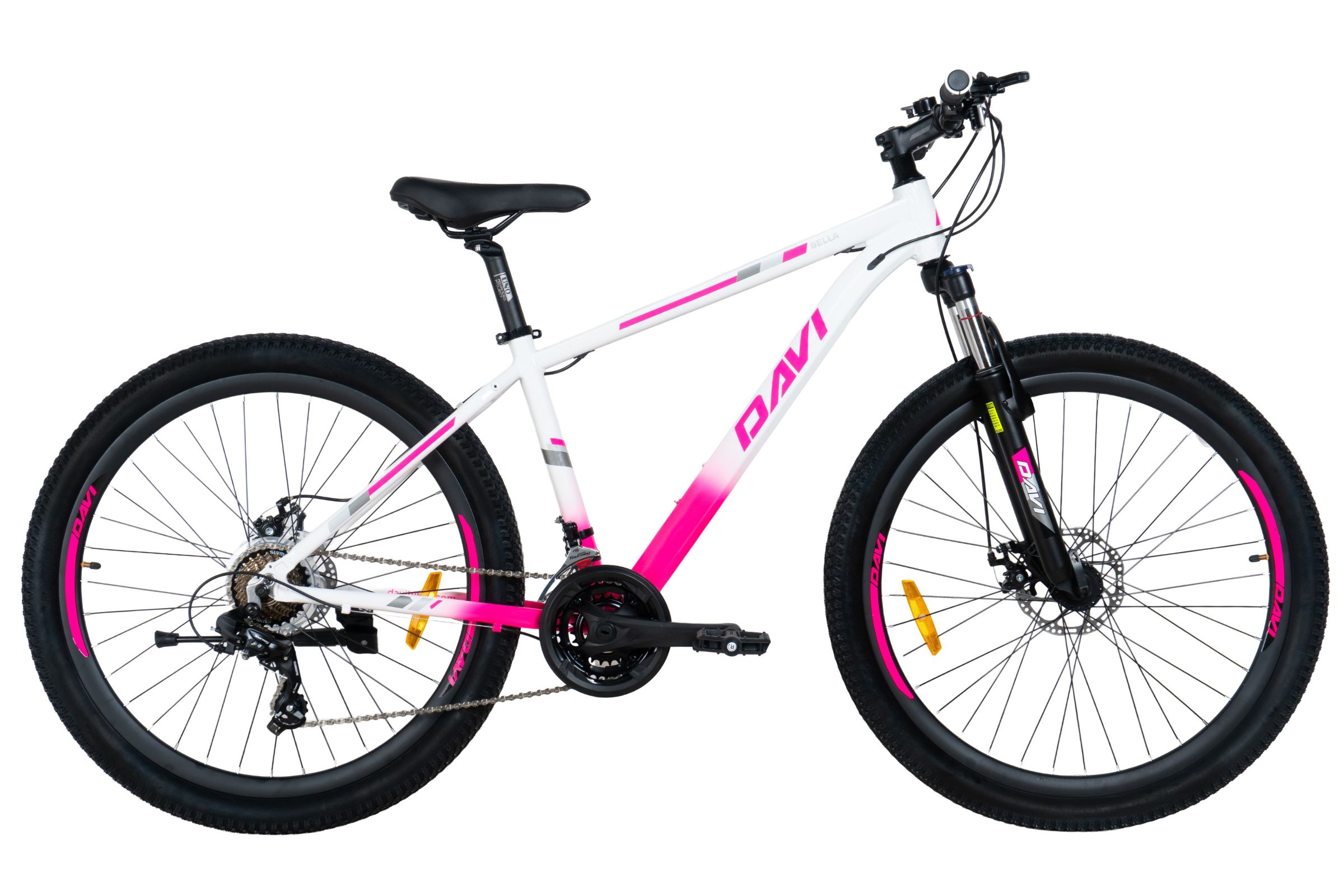 davi bella aluminijski mtb bicikl, 27,5", 160 185 cm, 21 brzina, bijela/ružičasta (copy)