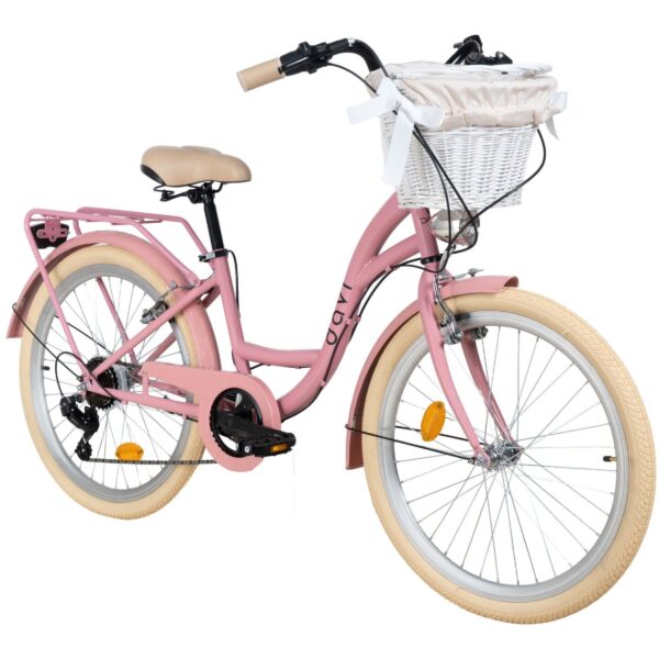 dječji bicikl davi amelia 24", 130 165 cm, 7 brzina, ružičasta/kremasta