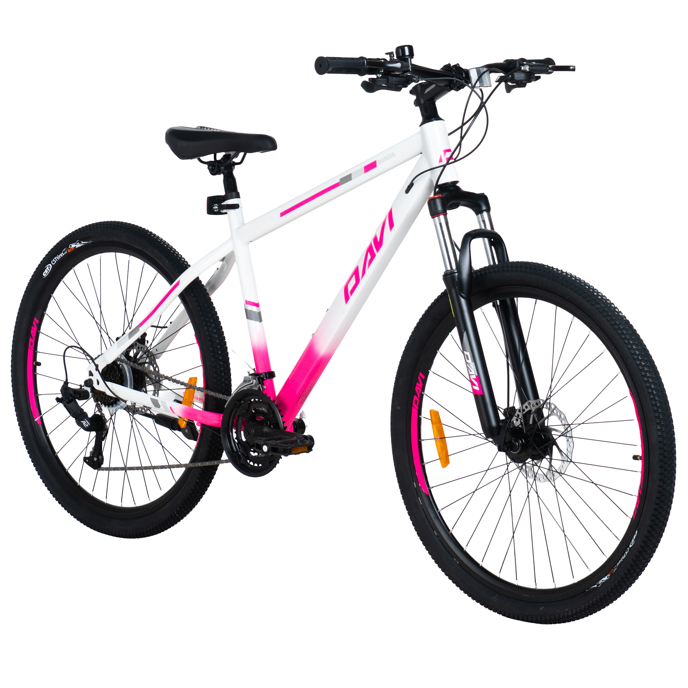 davi bonita mtb bicikl, 27,5", 160 185 cm, 21 brzina, bijela/ružičasta