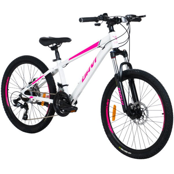 dječji bicikl davi bella aluminij, 24", 130 160 cm, 21 brzina, bijela/ružičasta