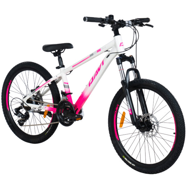 dječji bicikl davi bella aluminij, 24", 130 160 cm, 21 brzina, ružičasta/bijela