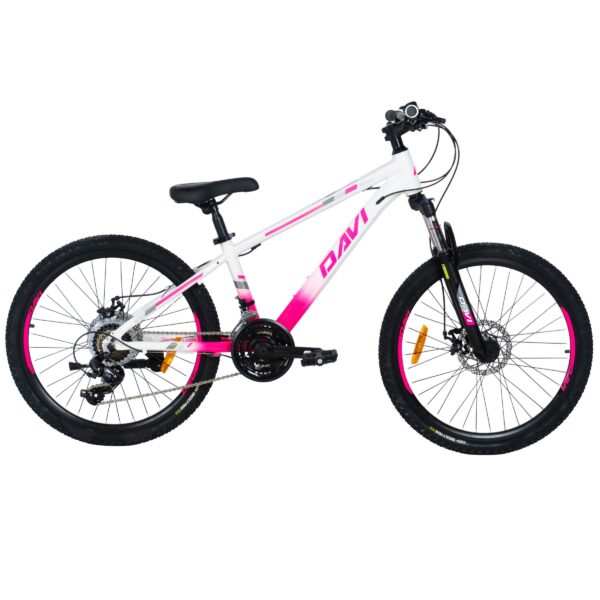dječji bicikl davi bella aluminij, 24", 130 160 cm, 21 brzina, ružičasta/bijela