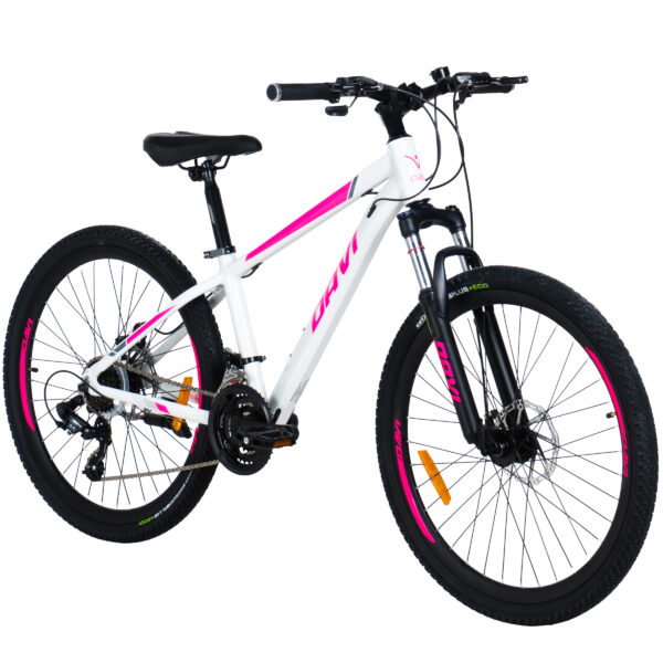 davi bella aluminijski mtb bicikl, 26", 145 170 cm, 21 brzina, bijela/ružičasta