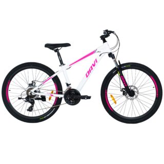 Davi Bella aluminijski MTB bicikl 26", 145-170 cm, 21 brzina, Bijela/Ružičasta