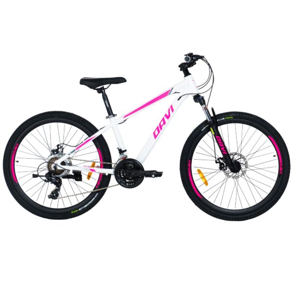 davi bella aluminijski mtb bicikl, 26", 145 170 cm, 21 brzina, bijela/ružičasta