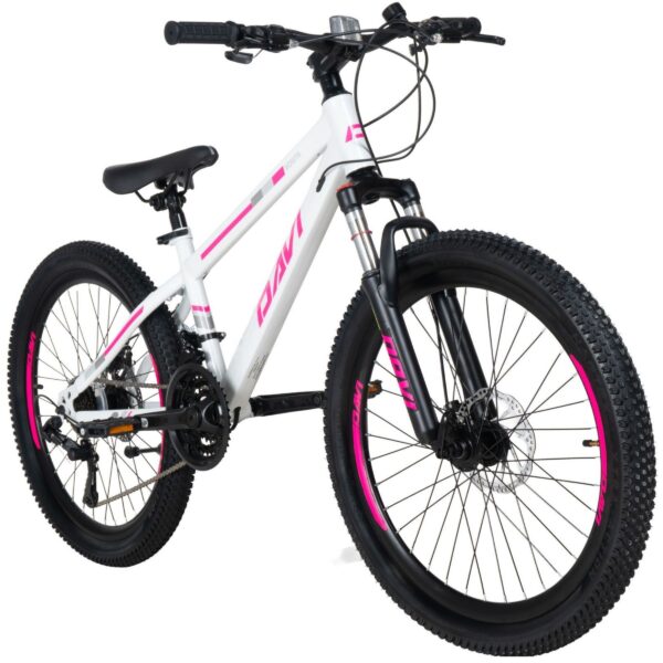 dječji bicikl mtb davi bonita 24", 130 160 cm, 21 brzina, ružičasta/bijela