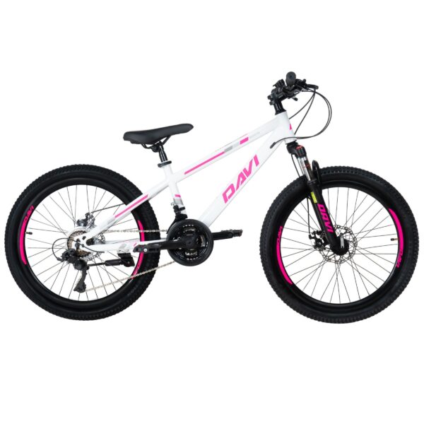 dječji bicikl mtb davi bonita 24", 130 160 cm, 21 brzina, ružičasta/bijela