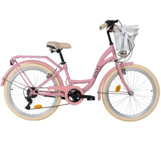 Dječji bicikl Davi Amelia 24", 130-165 cm, 7 brzina, Ružičasta/Kremasta