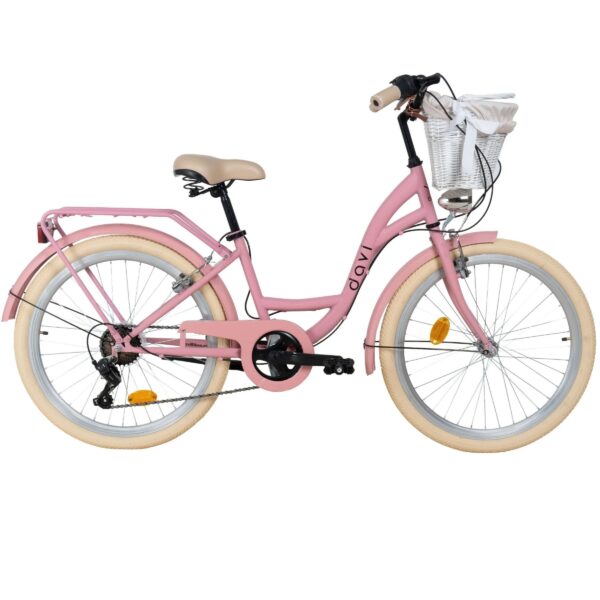 dječji bicikl davi amelia 24", 130 165 cm, 7 brzina, ružičasta/kremasta