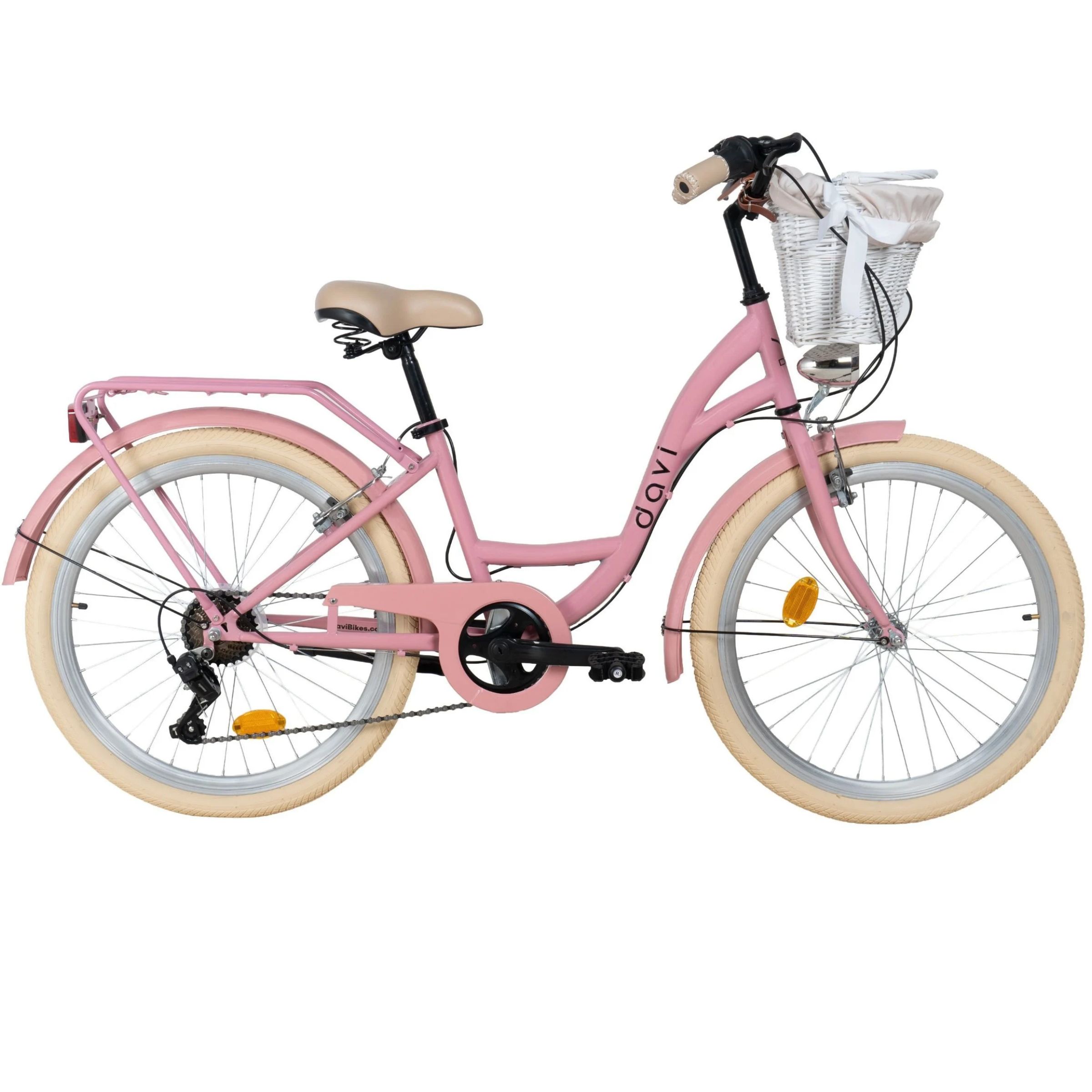 Dječji bicikl Davi Amelia 24", 130-165 cm, 7 brzina, Ružičasta/Kremasta