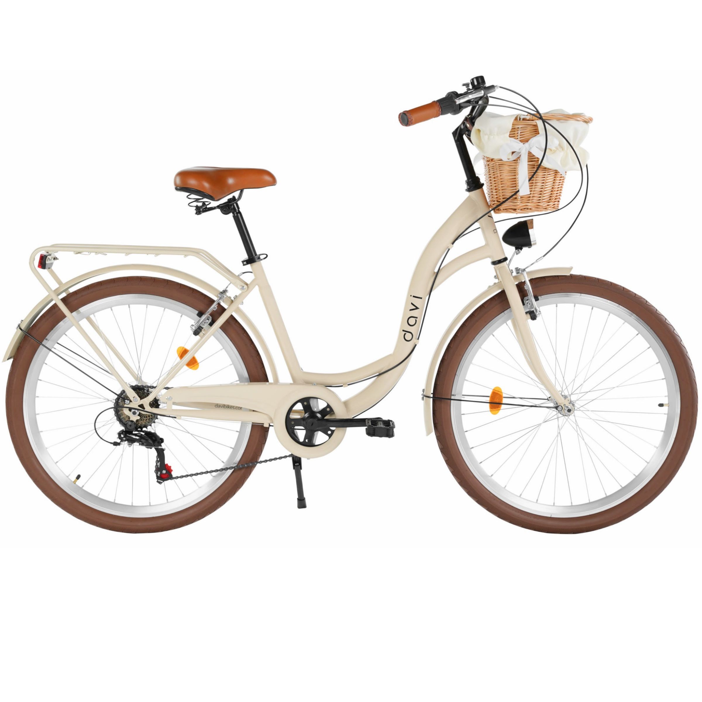 Gradski bicikl Davi Emma 26", 155-180 cm, 7 brzina, Kremasto