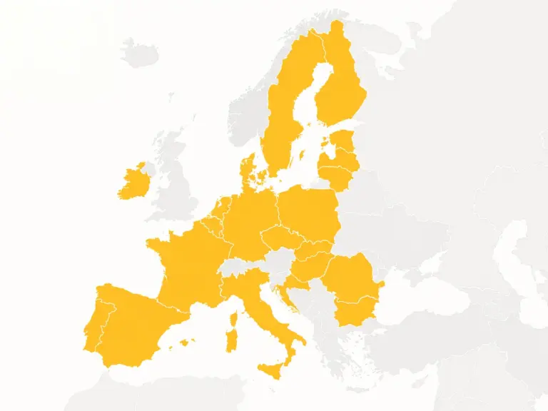Mapa Europy z zaznaczonymi krajami dostawy DaviBikes